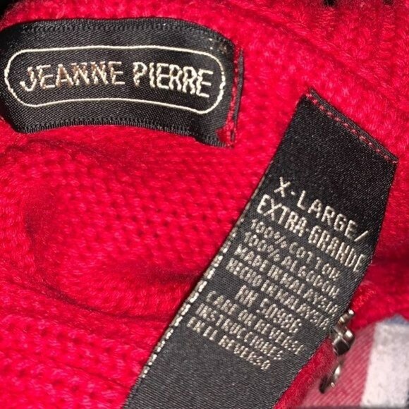 Jeanne Pierre Red Hooded Zip-Up Sweater X-Large 100% Cotton - Picture 5 of 11